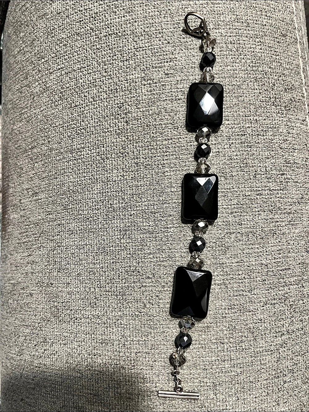Barse Black Faceted Bead Toggle Bracelet